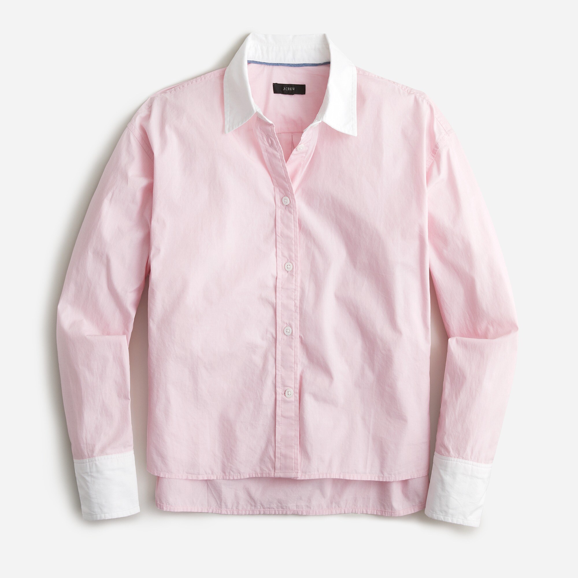 Relaxed-fit cropped end-on-end cotton shirt