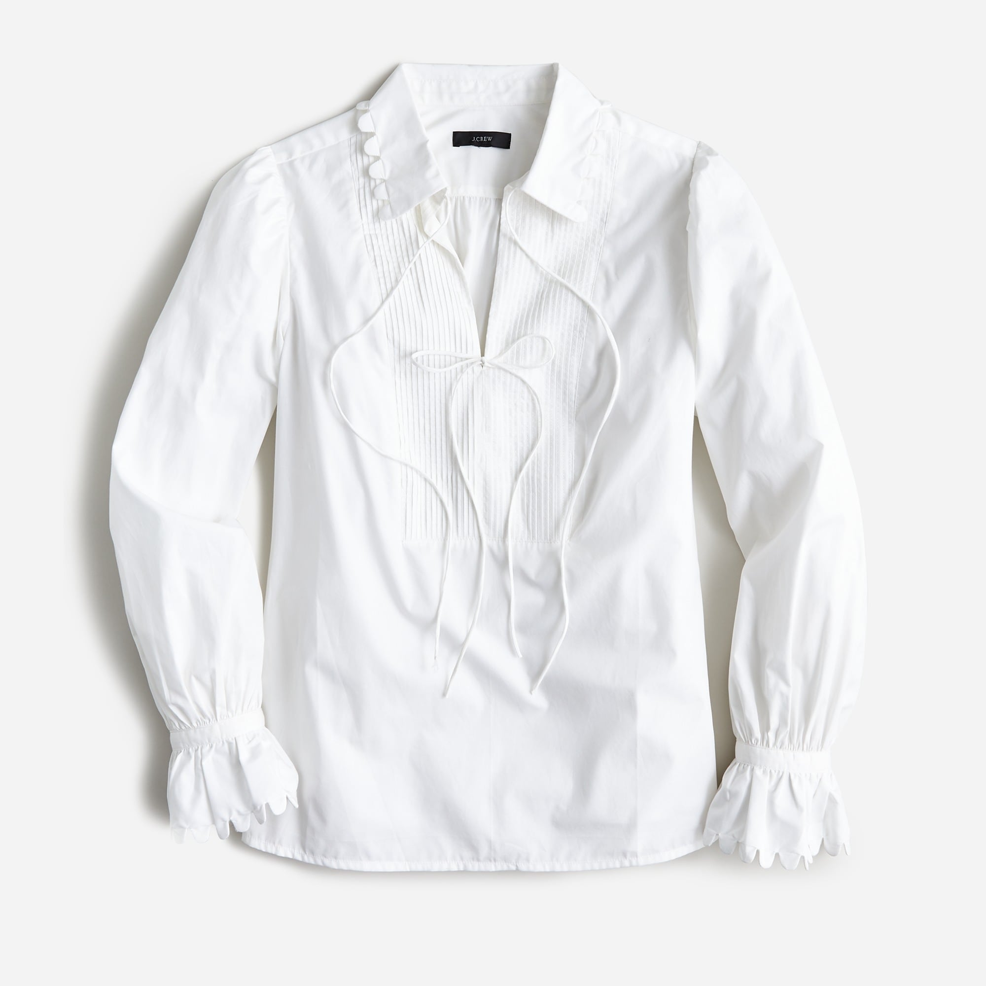 Scalloped cotton poplin popover top
