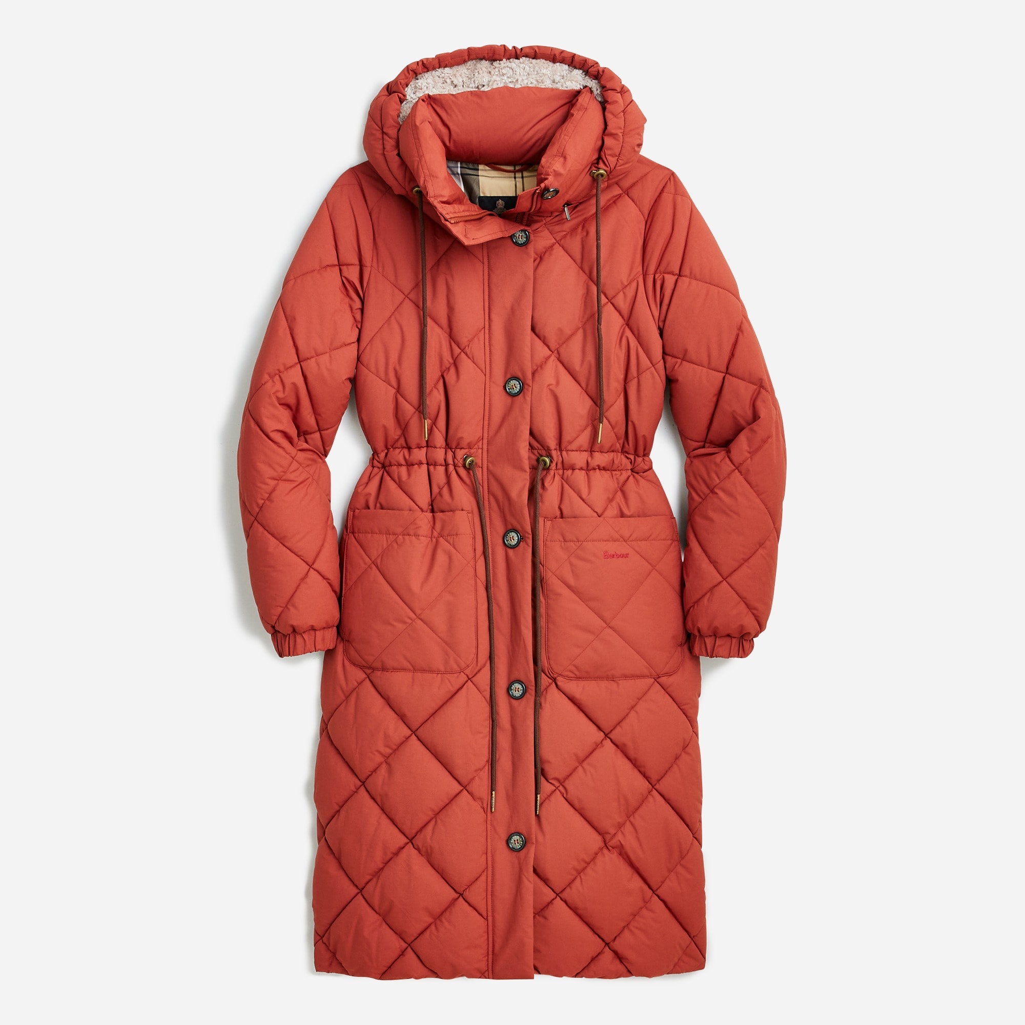 J.Crew Long Belted Puffer Coat With Primaloft in Red