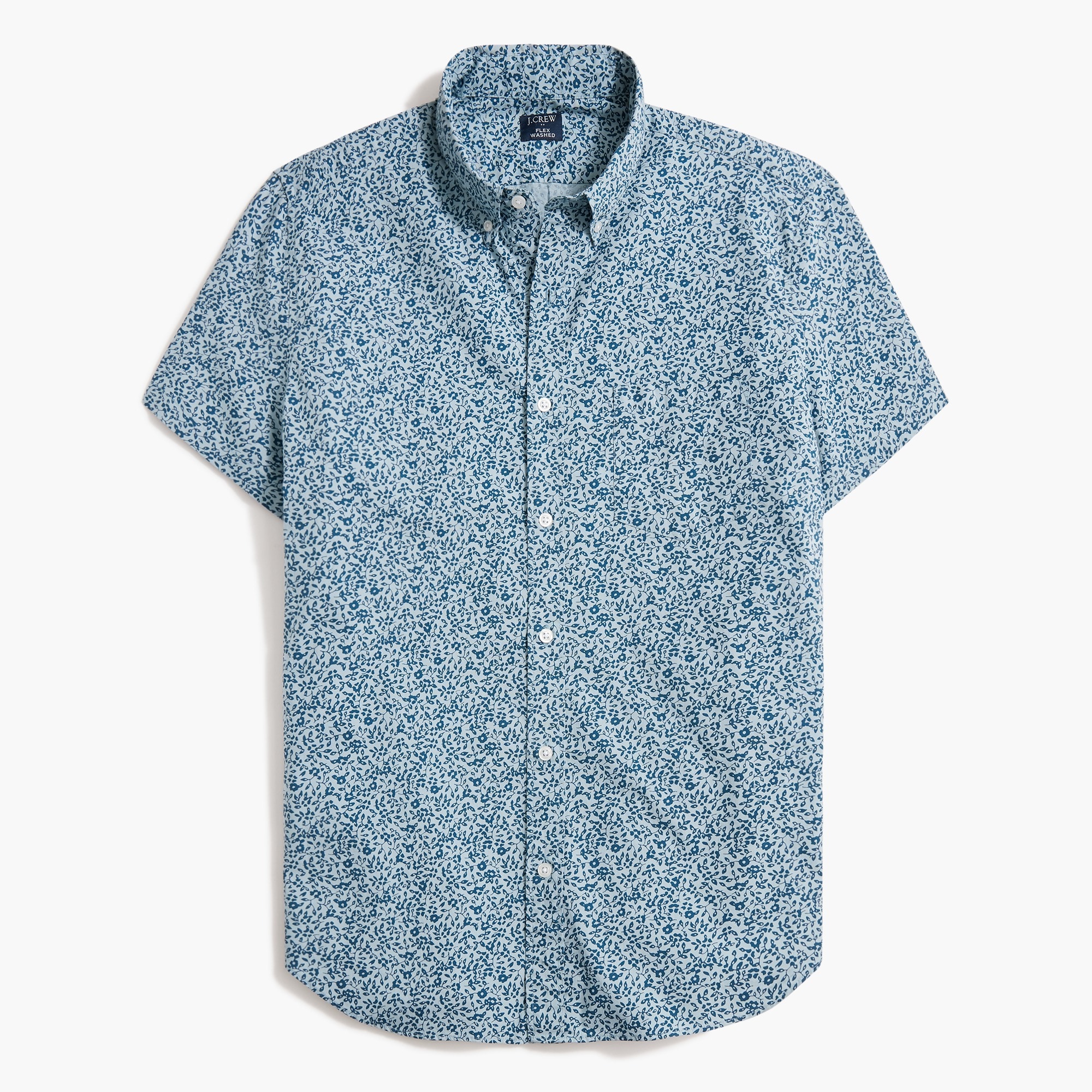 Slim short-sleeve printed flex casual shirt