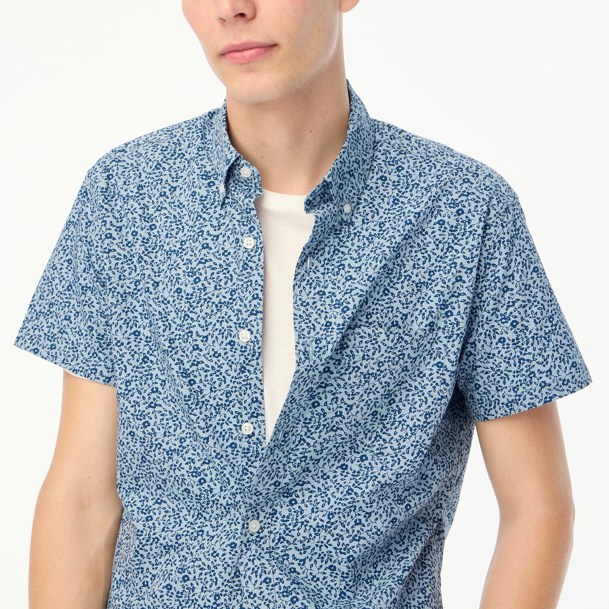 Slim short-sleeve printed flex casual shirt