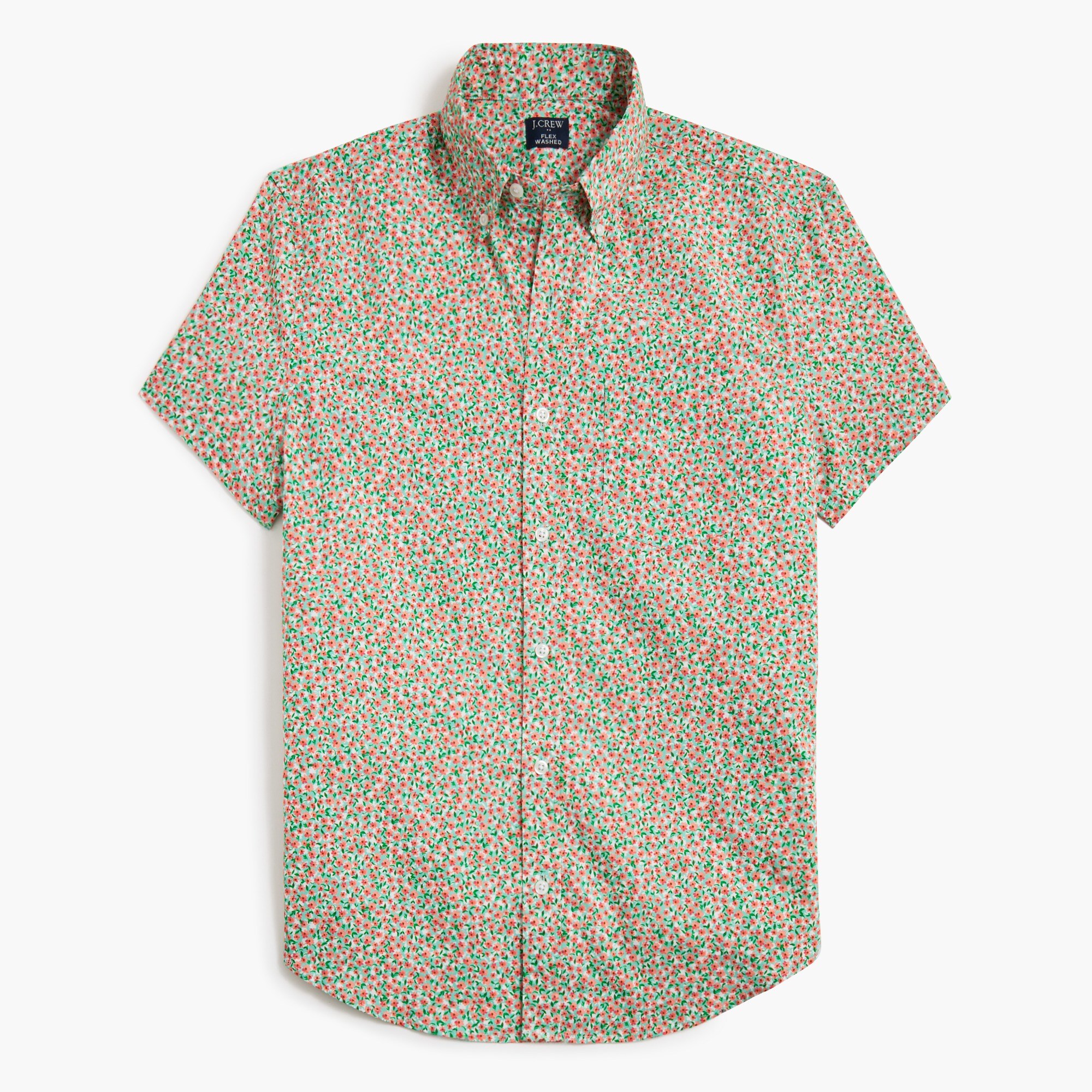 Short-sleeve printed flex casual shirt