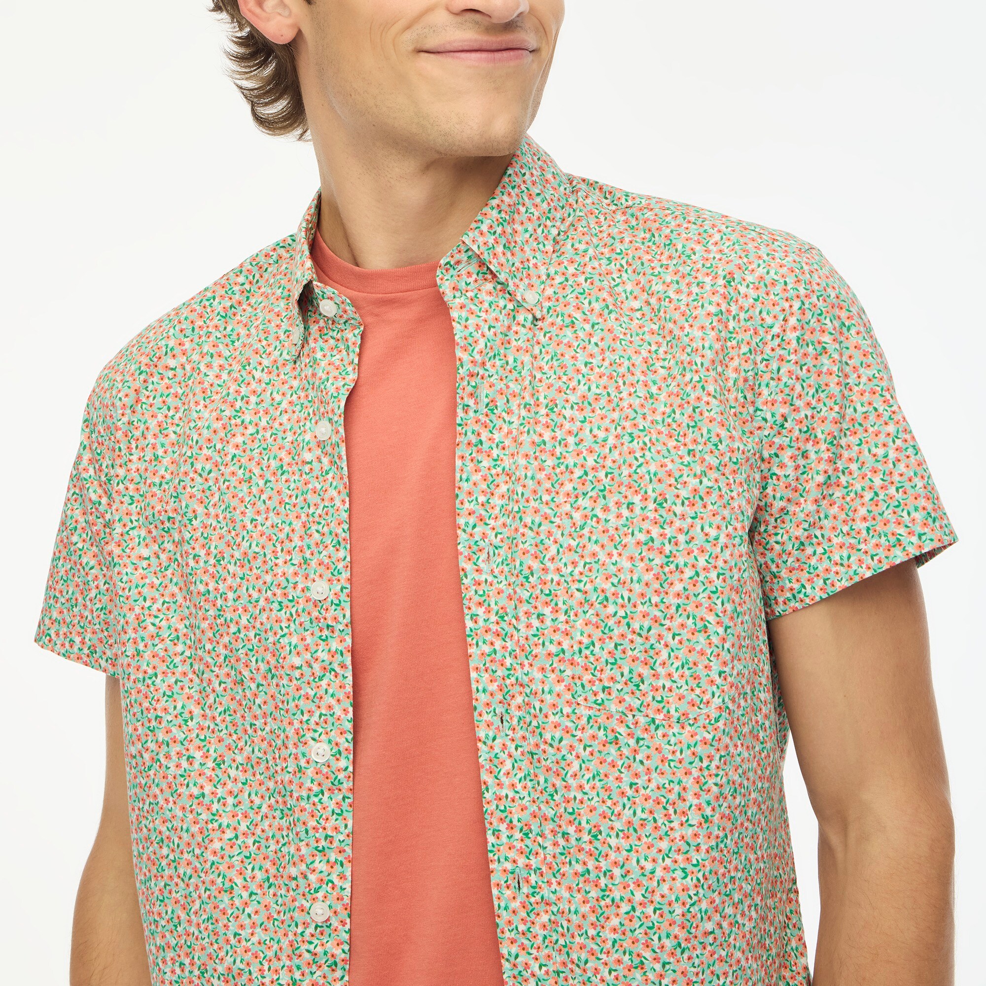 Short-sleeve printed flex casual shirt