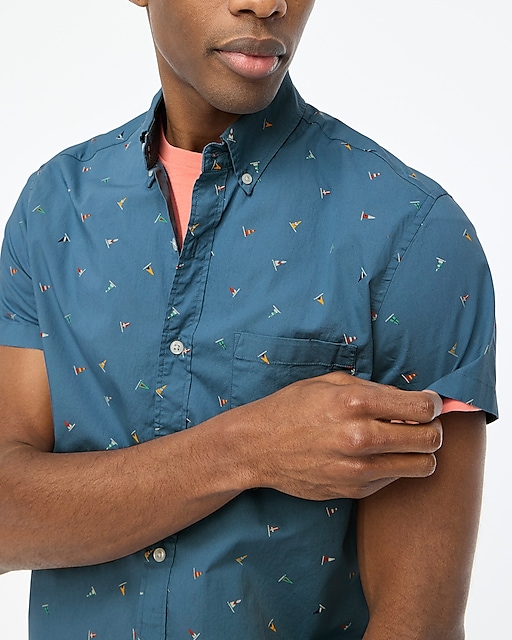  Slim short-sleeve printed flex casual shirt