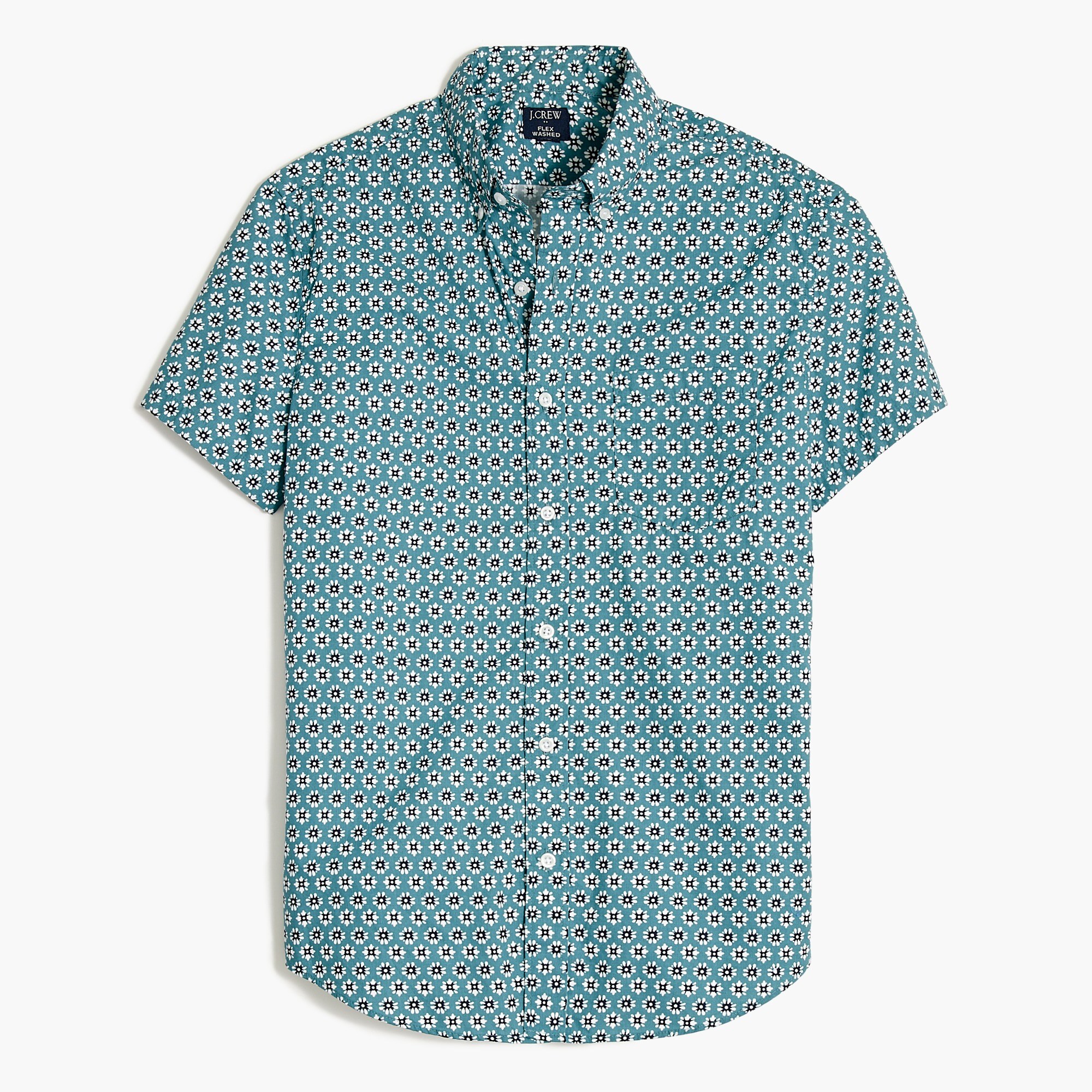 Short-sleeve printed flex casual shirt