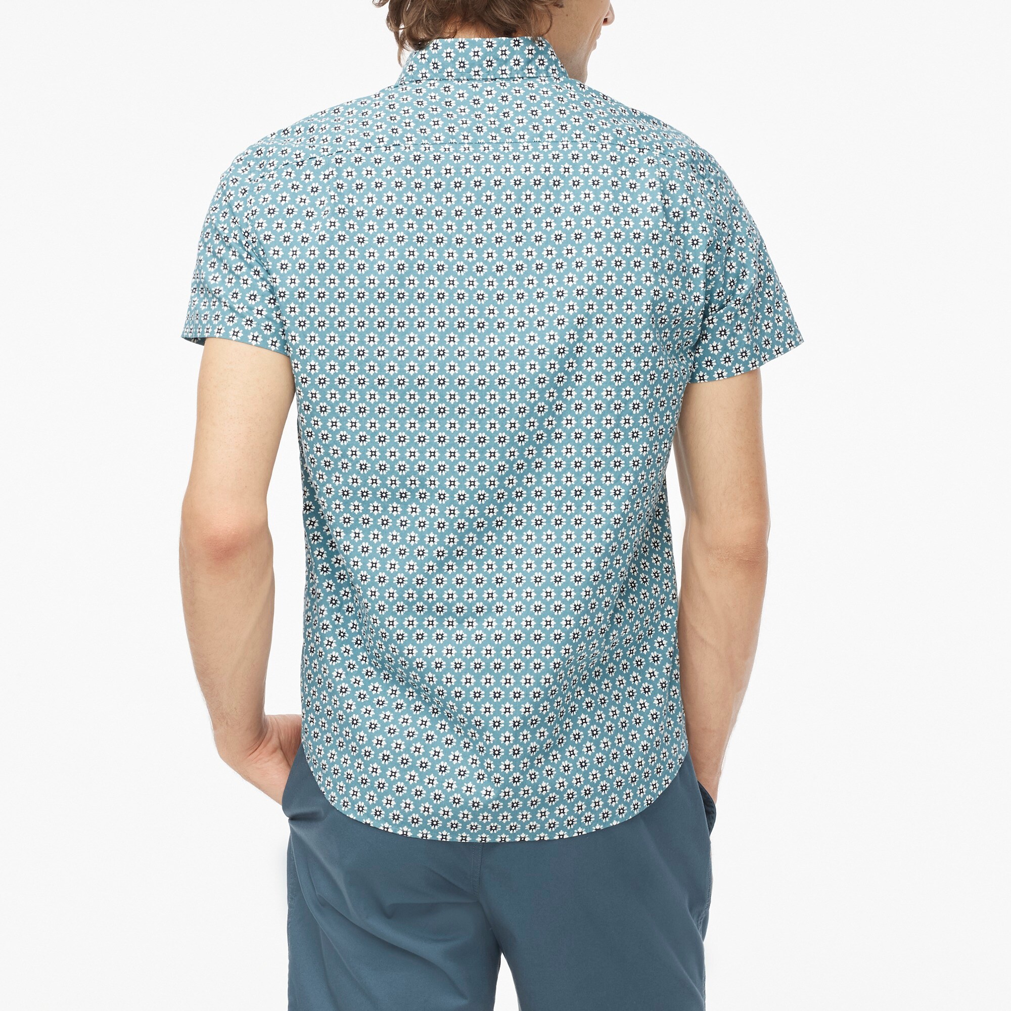 Short-sleeve printed flex casual shirt