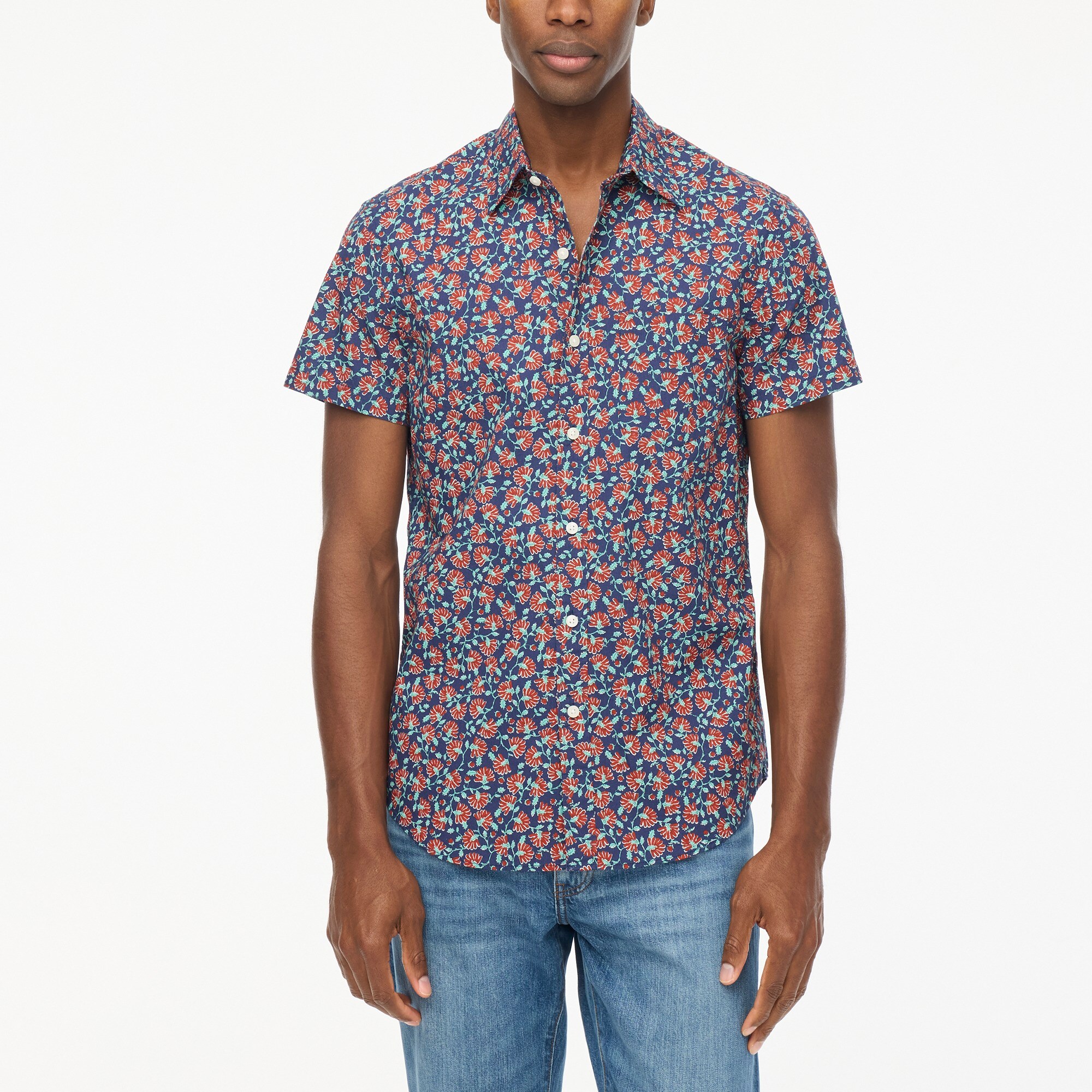 Short-sleeve printed flex casual shirt