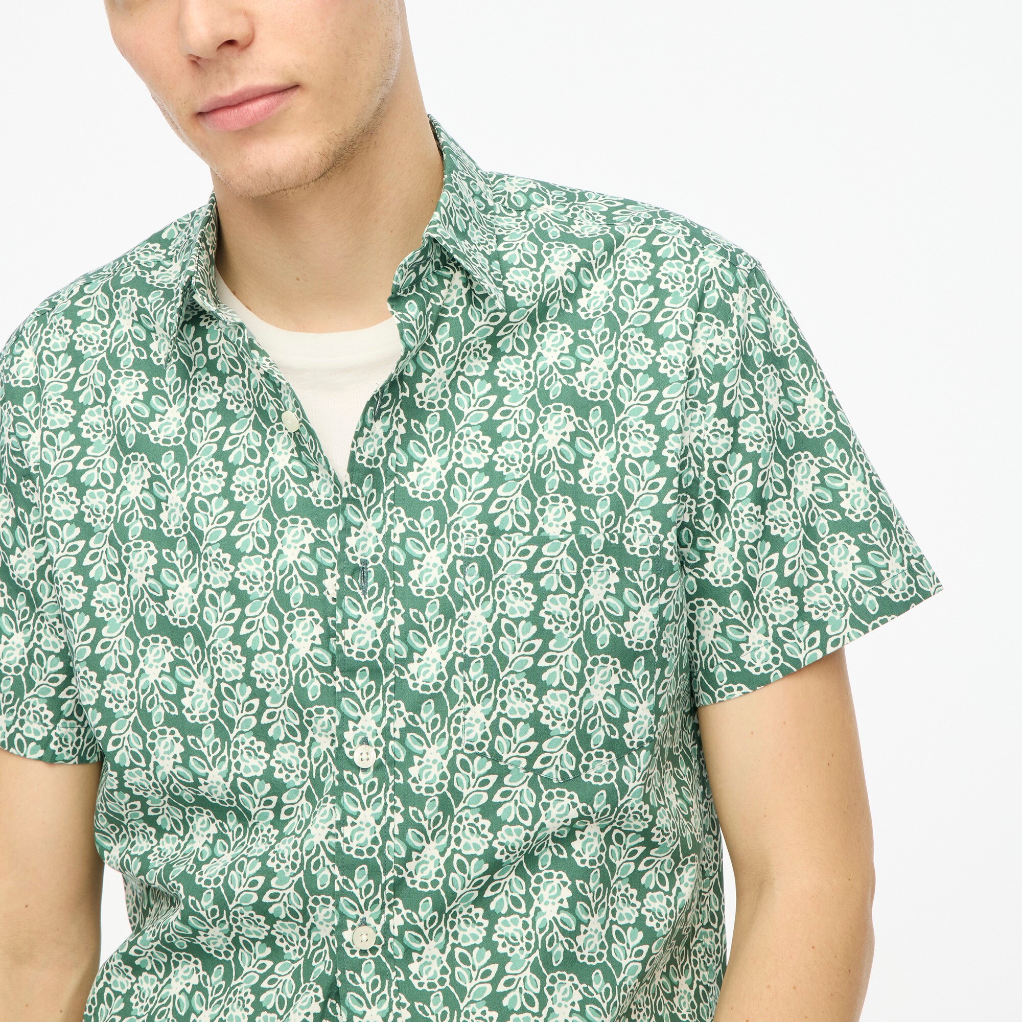 Short-sleeve printed flex casual shirt