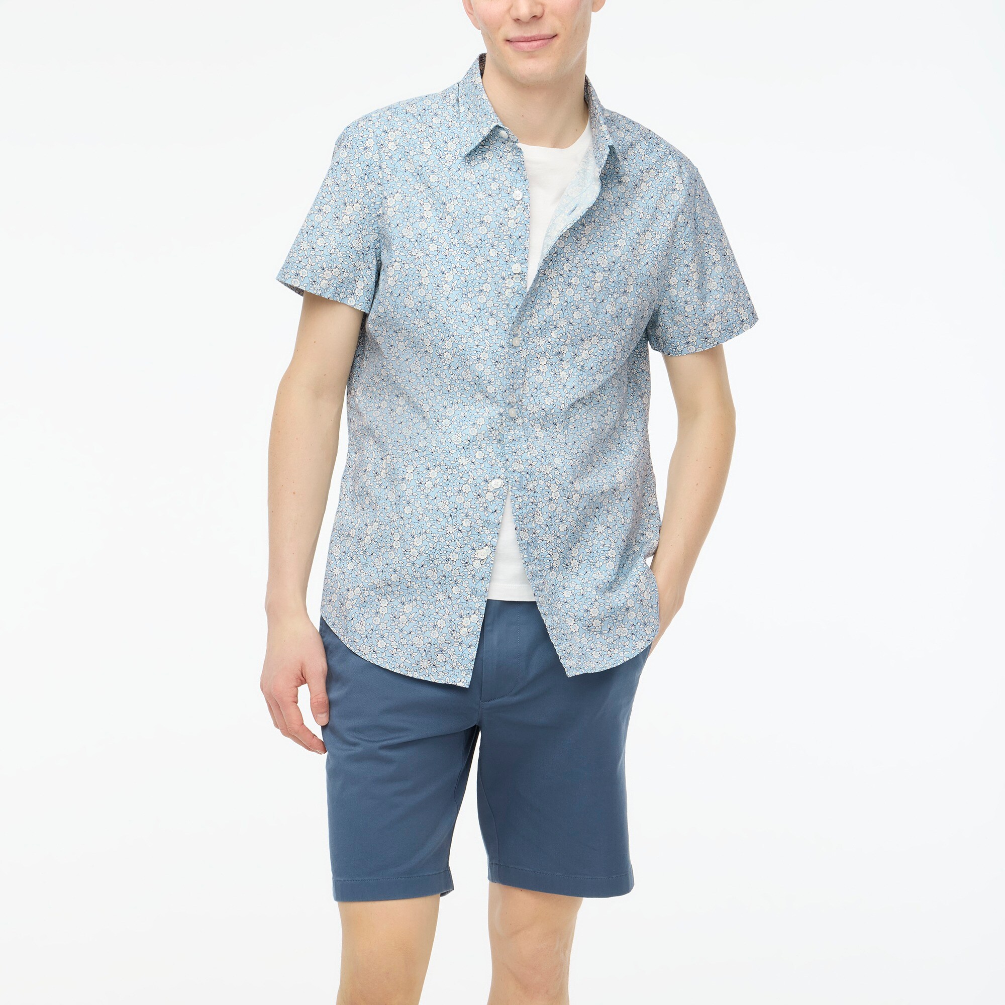 mens Short-sleeve printed flex casual shirt