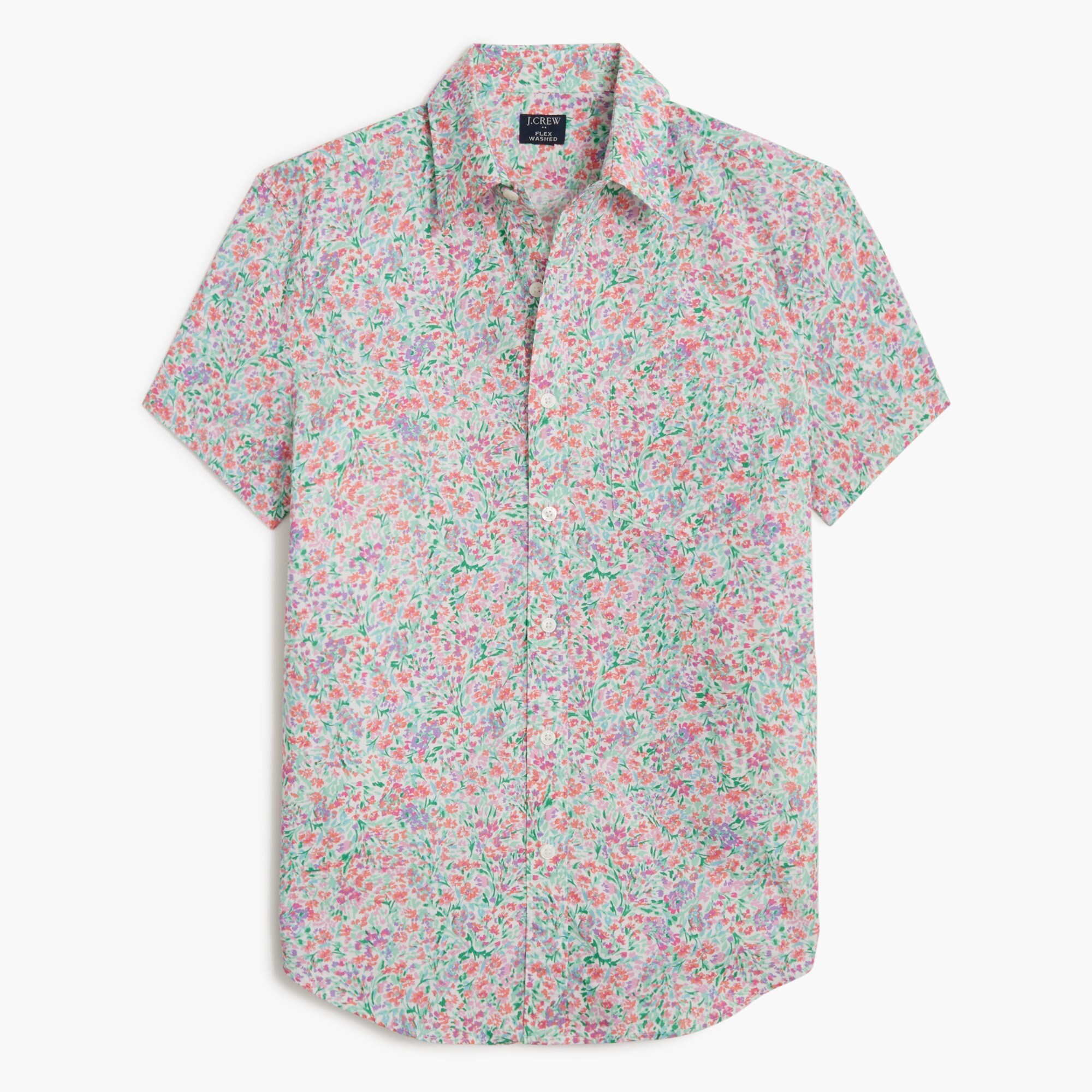 mens Short-sleeve printed flex casual shirt