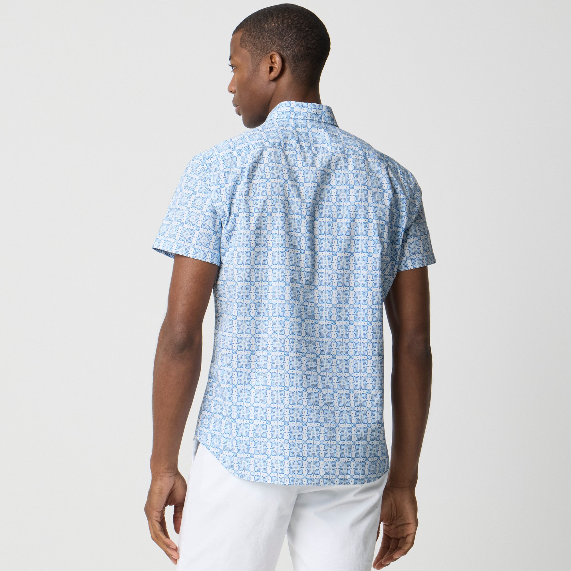 Factory: Slim Short-sleeve Shirt In Twill Stripe For Men