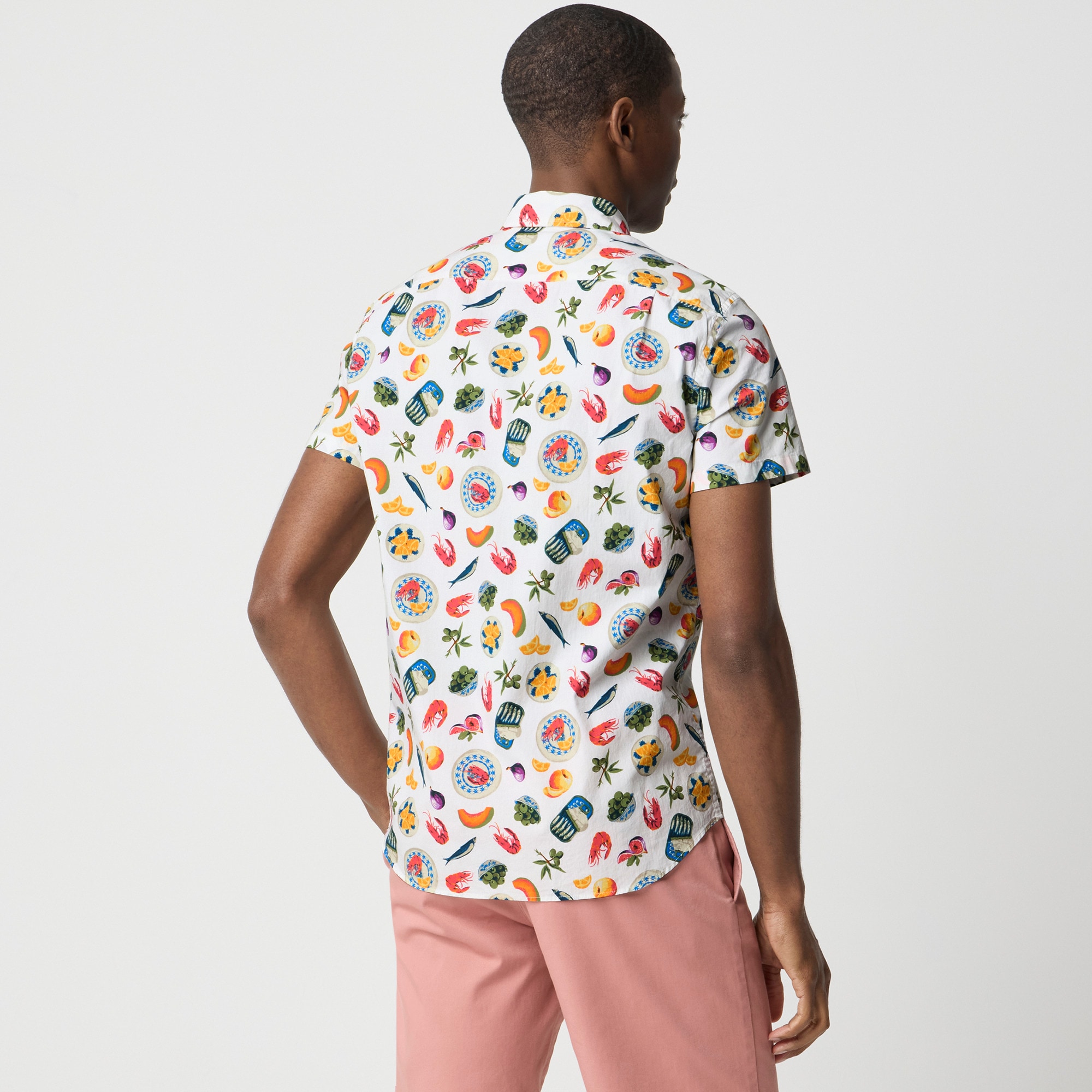Short-sleeve printed flex casual shirt
