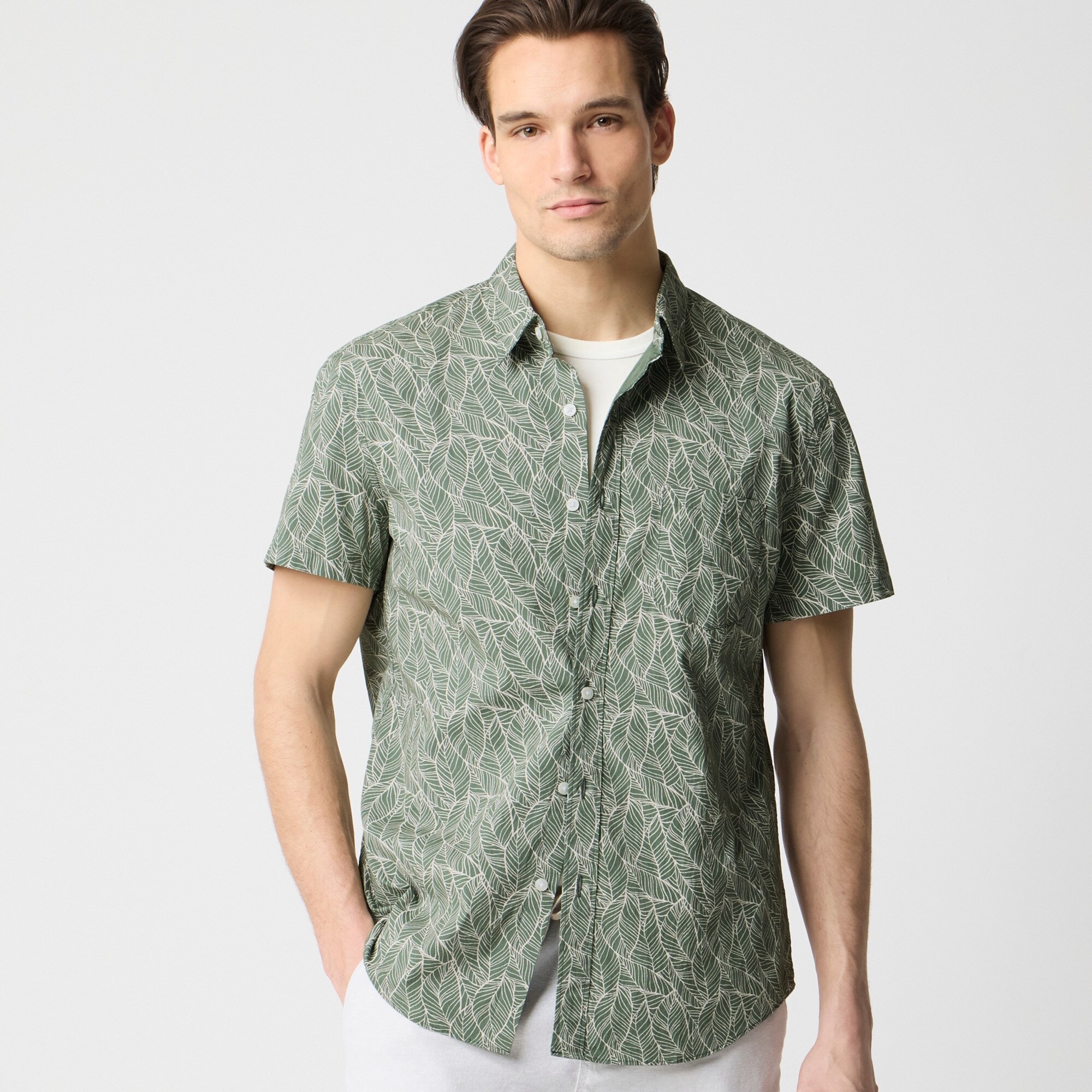 mens Short-sleeve printed flex casual shirt
