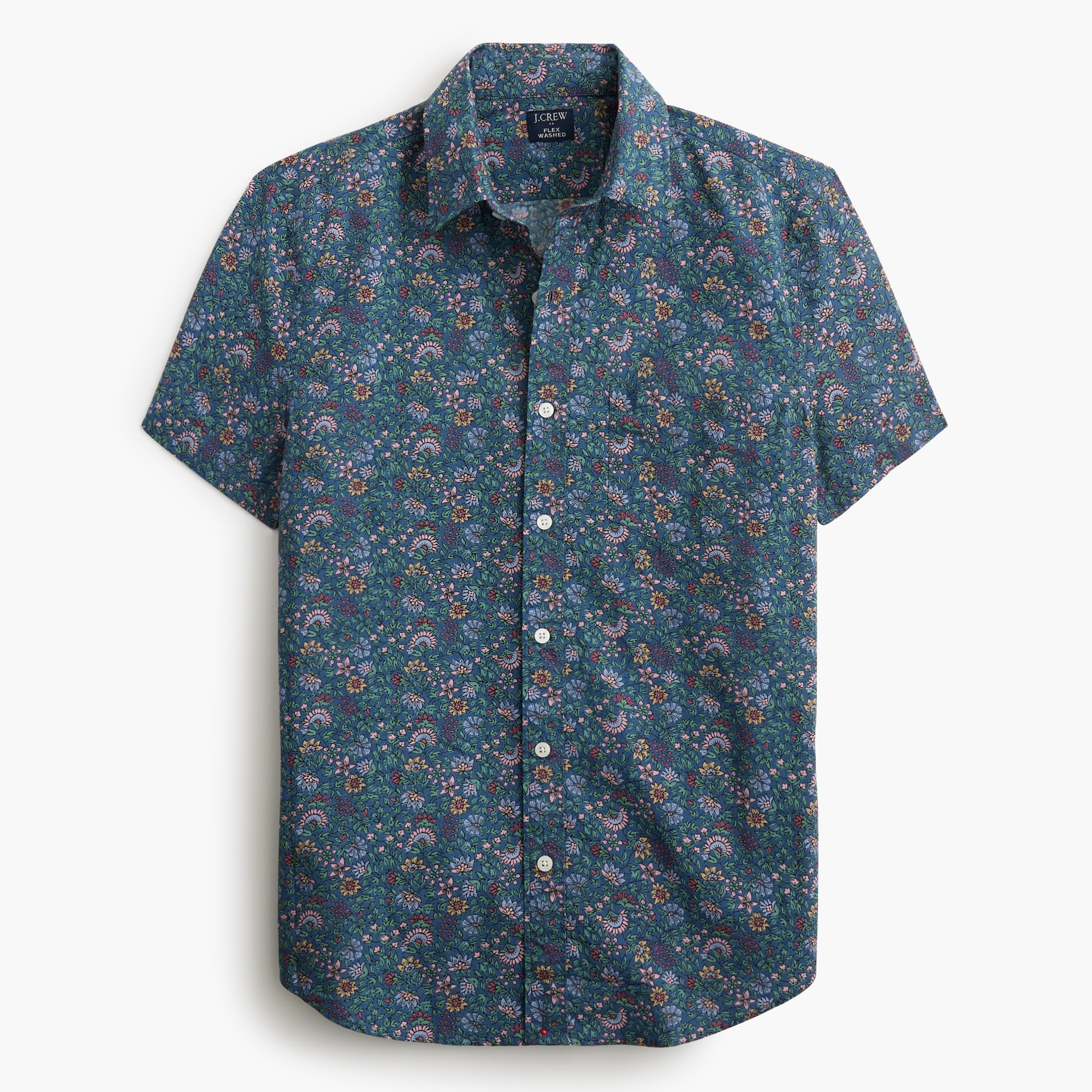 mens Short-sleeve printed flex casual shirt