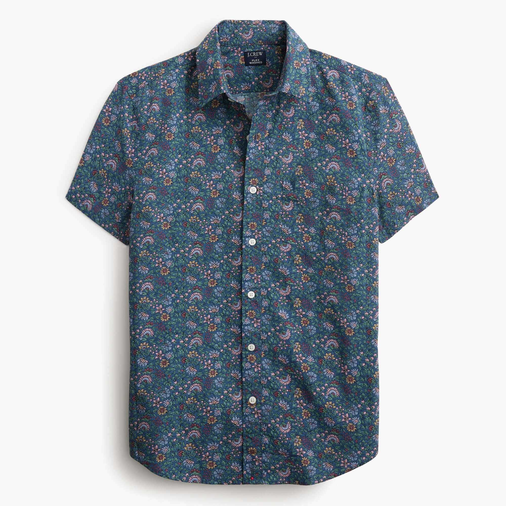 Short-sleeve printed flex casual shirt