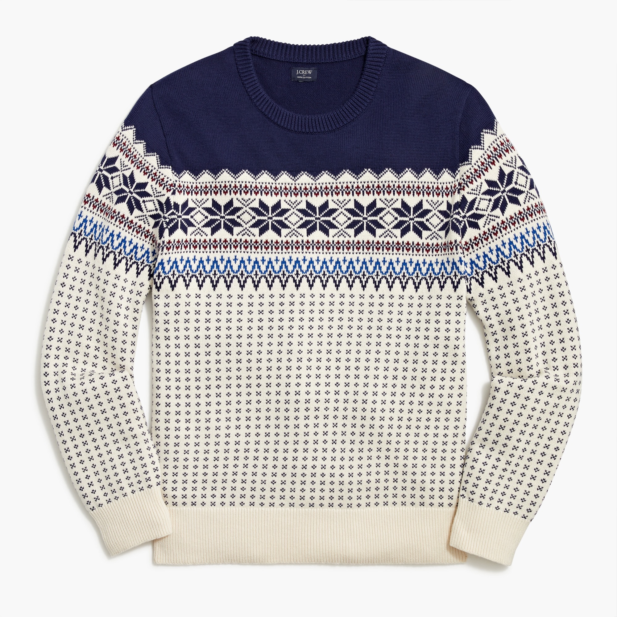 Cotton Fair Isle crewneck sweater