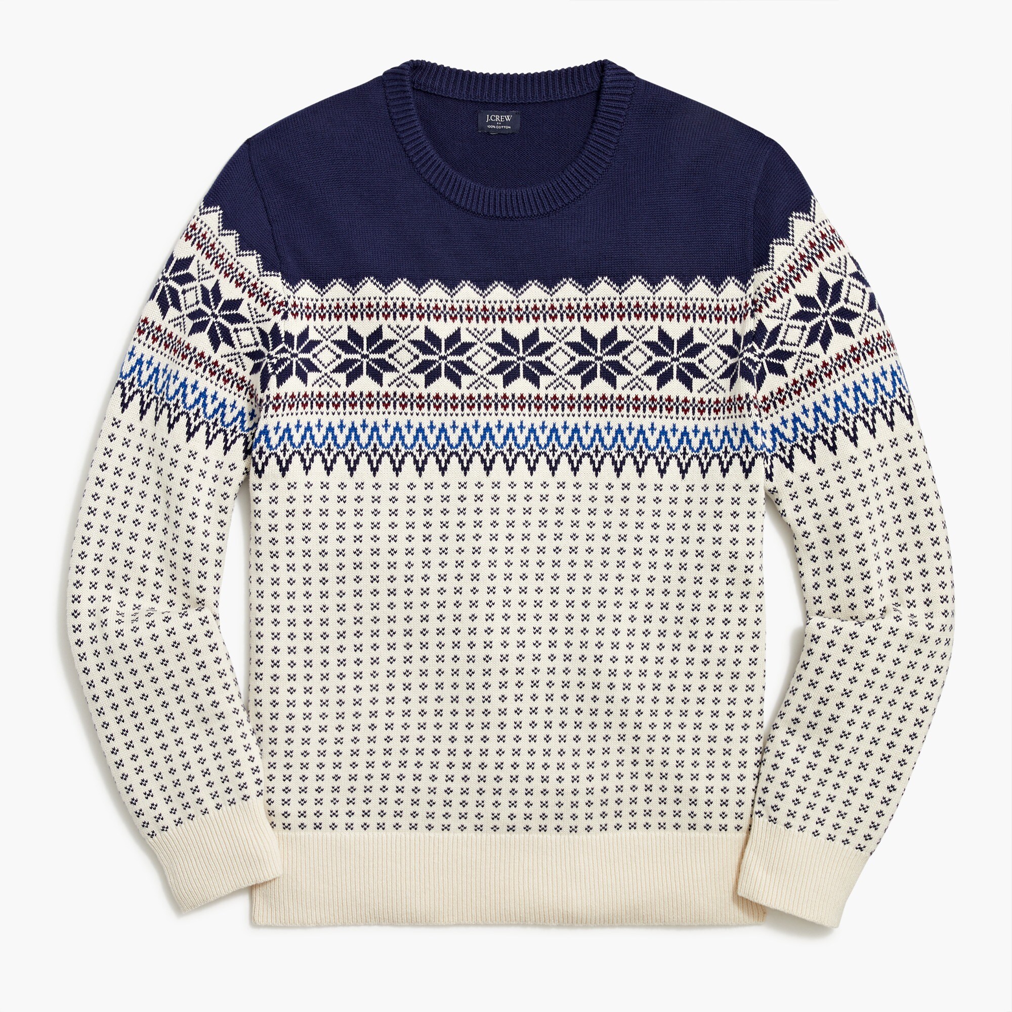 Cotton Fair Isle crewneck sweater