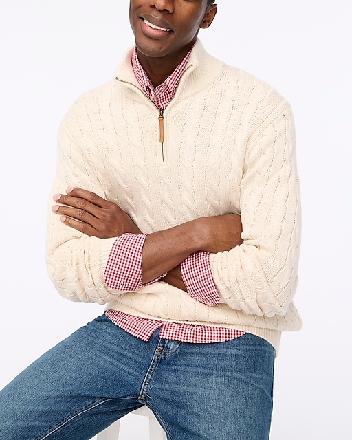 mens Cotton cable half-zip sweater