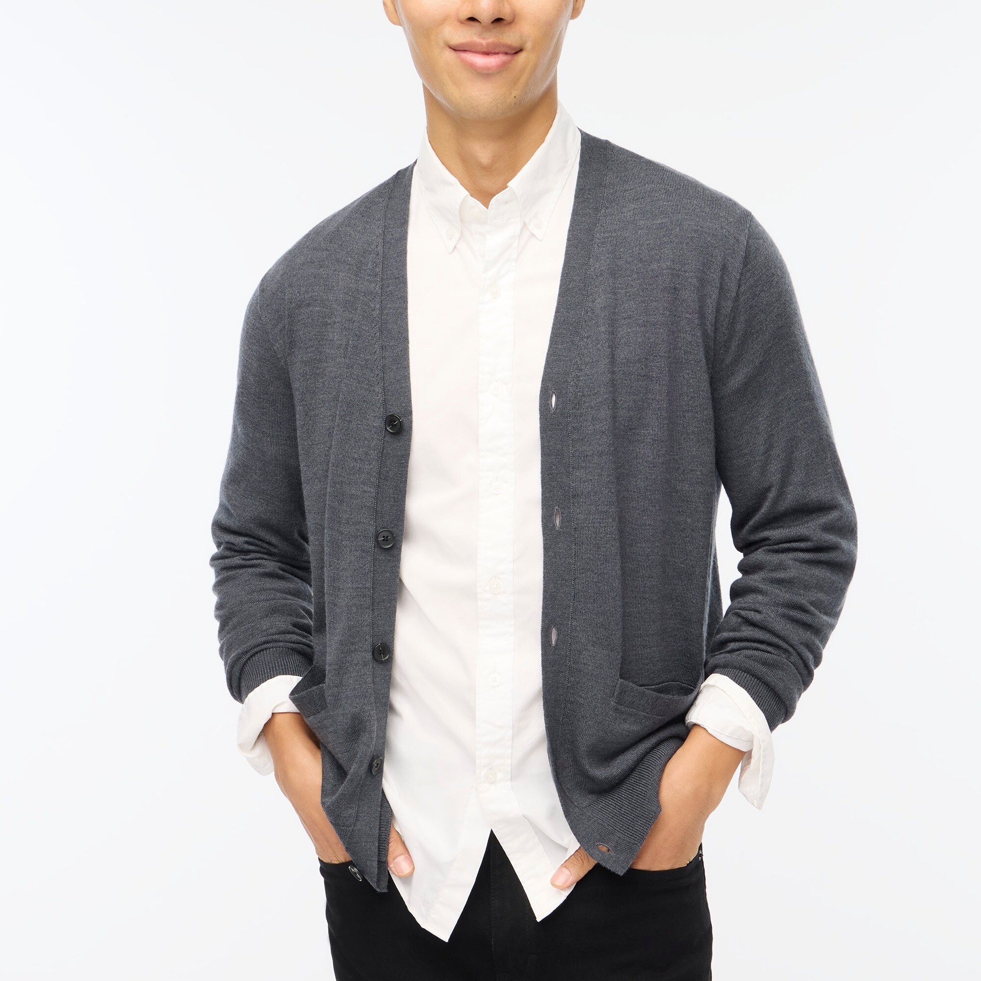 mens Machine-washable merino wool-blend cardigan sweater