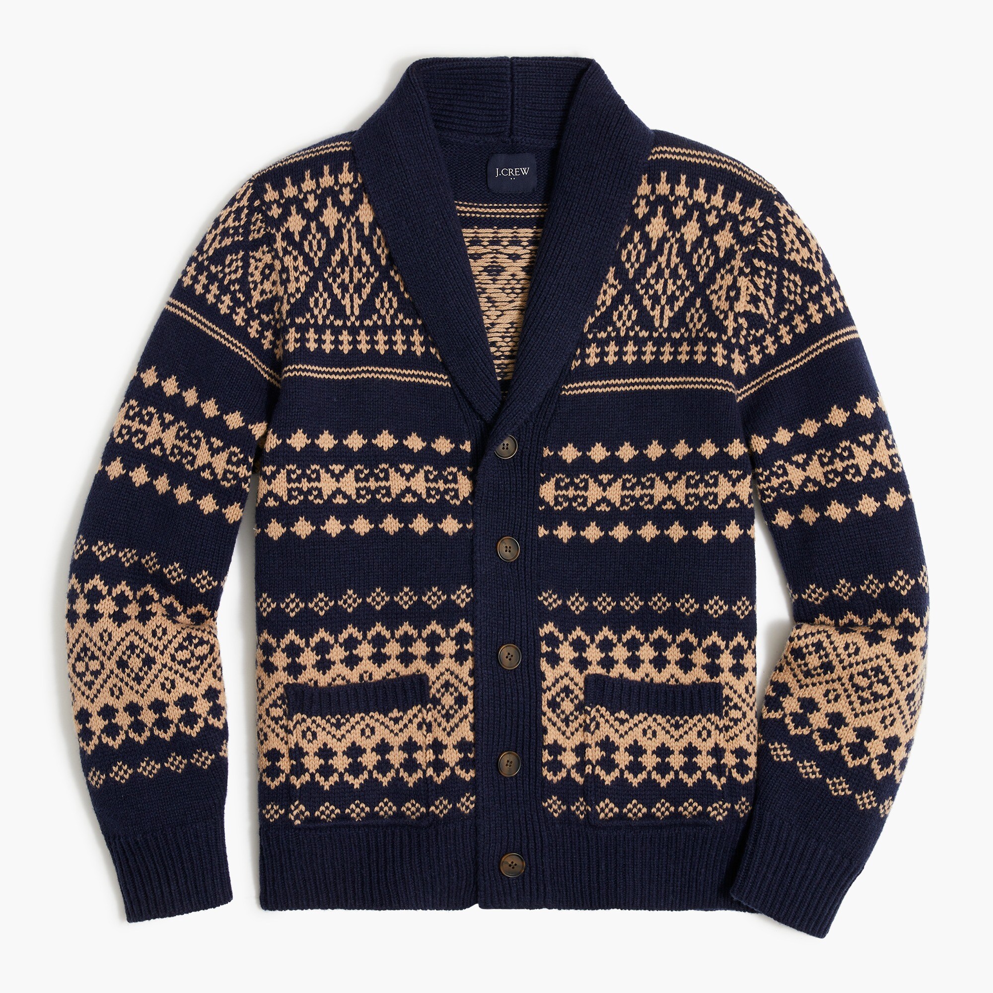 Haworth Mens Fair Isle shawl neck Cardigan