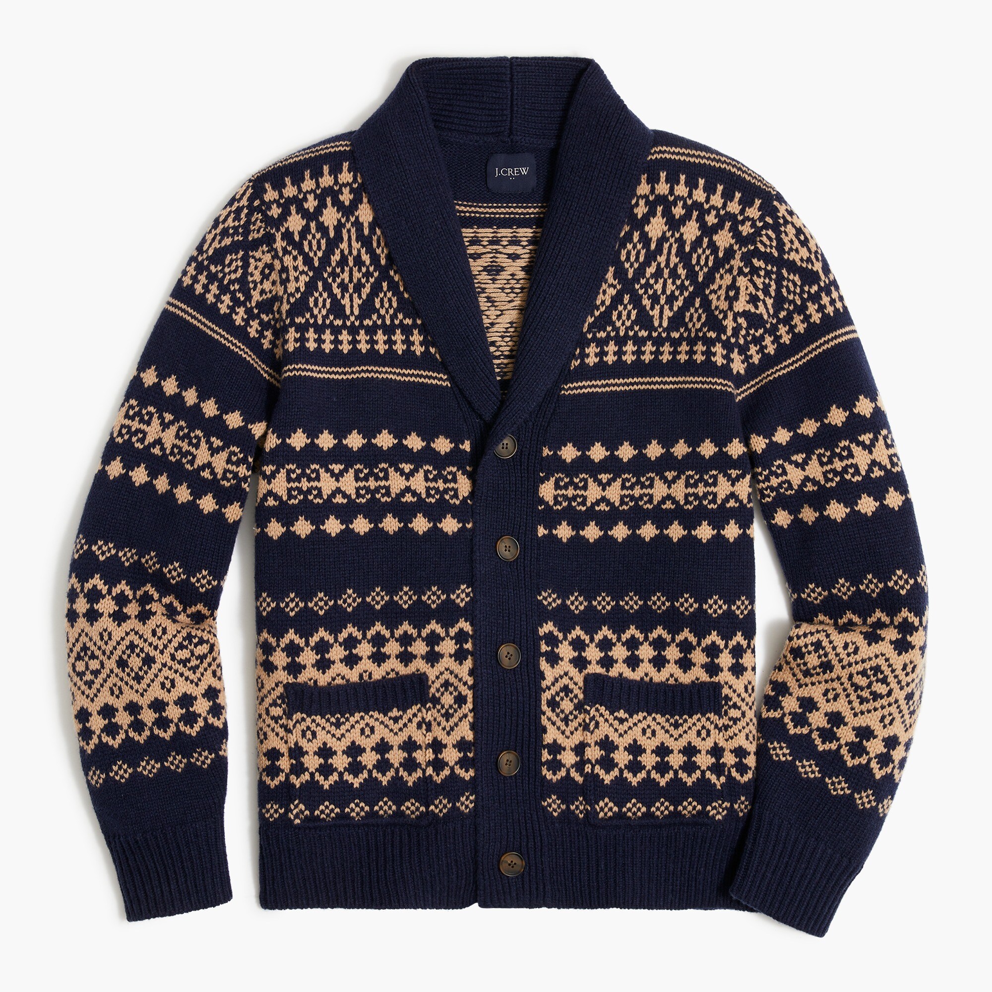 Fair Isle shawl cardigan sweater