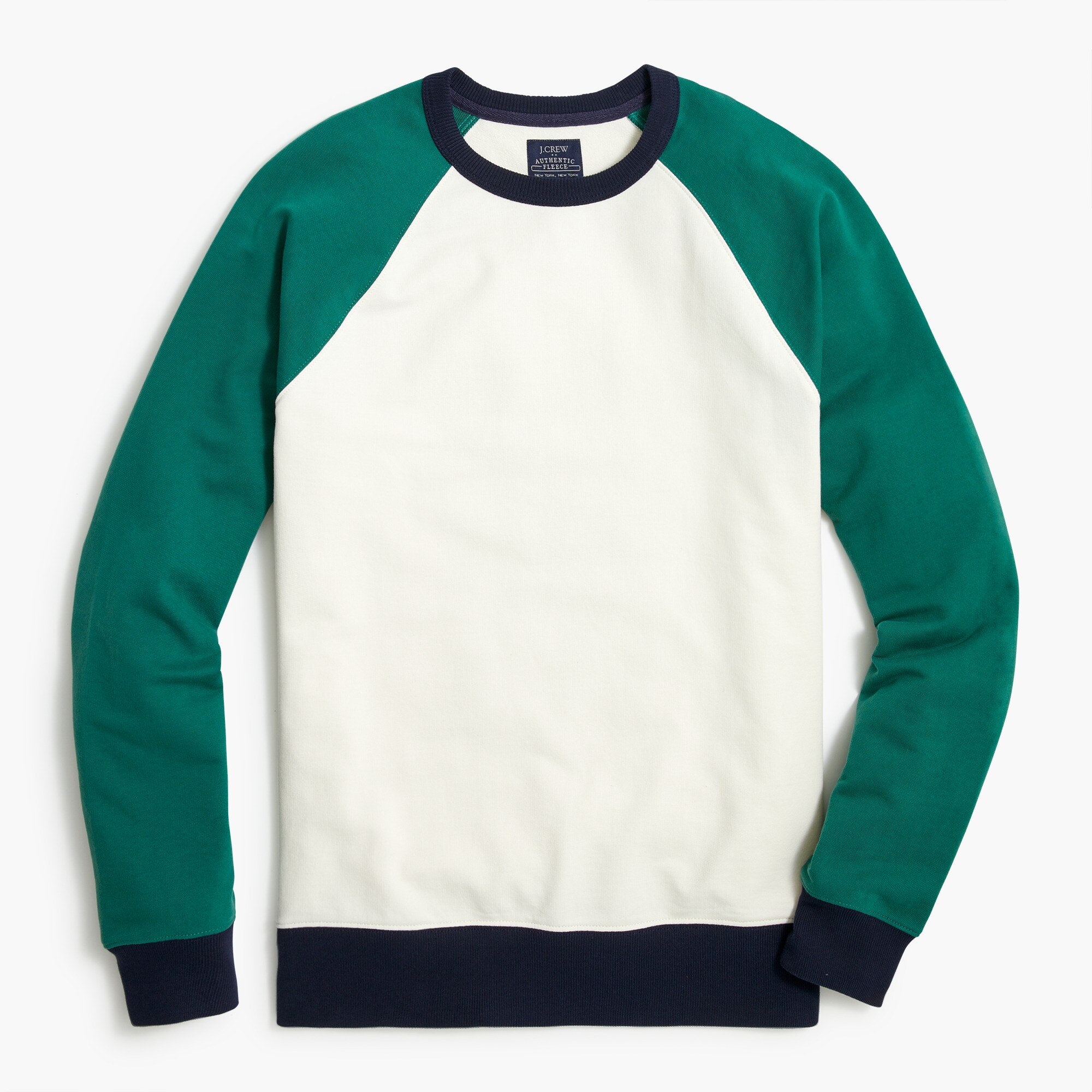 cotton terry raglan crewneck sweatshirt for men