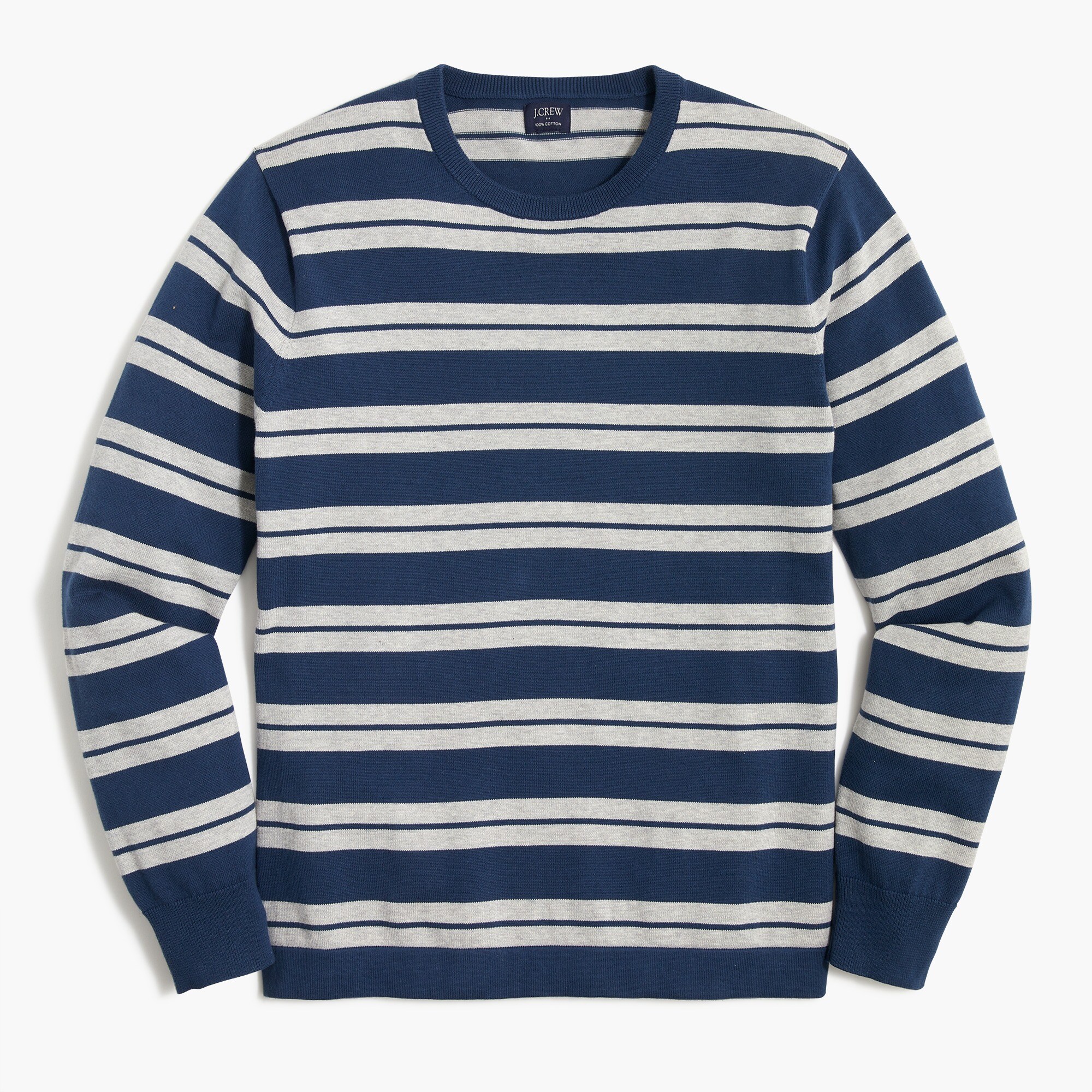 striped cotton crewneck sweater-tee for men