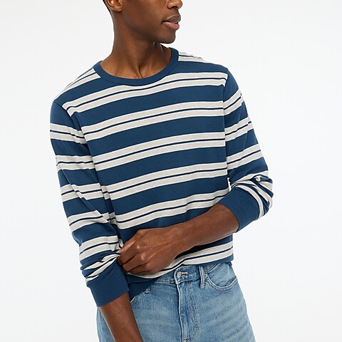 mens Striped cotton crewneck sweater-tee