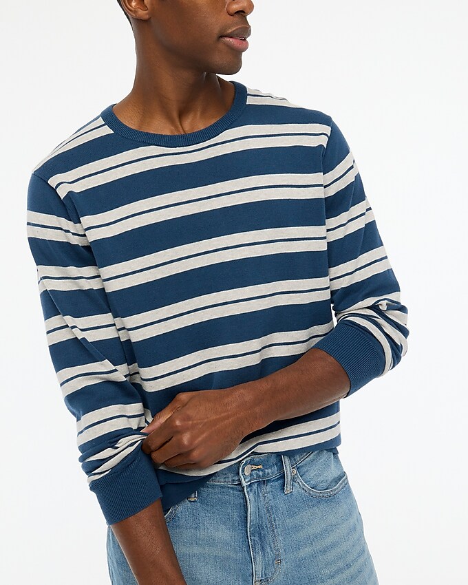 factory: striped cotton crewneck sweater-tee for men, right side, view zoomed