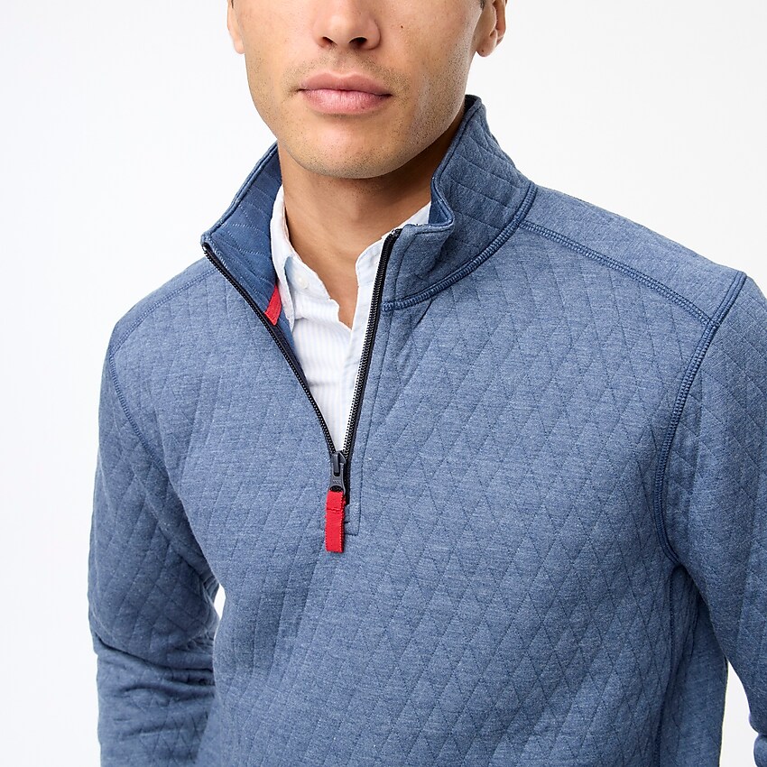 factory: quilted diamond half-zip pullover for men, right side, view zoomed