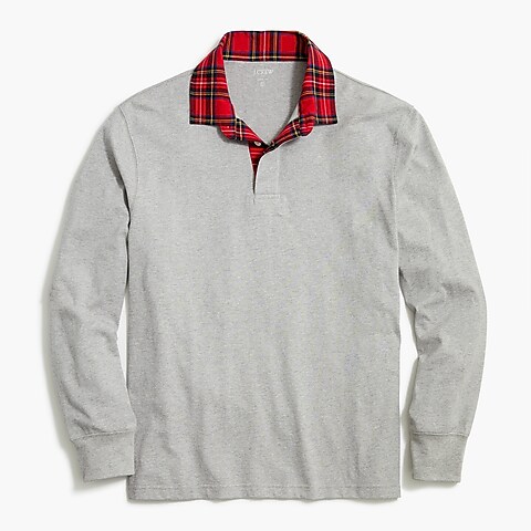 mens Rugby shirt with flannel collar