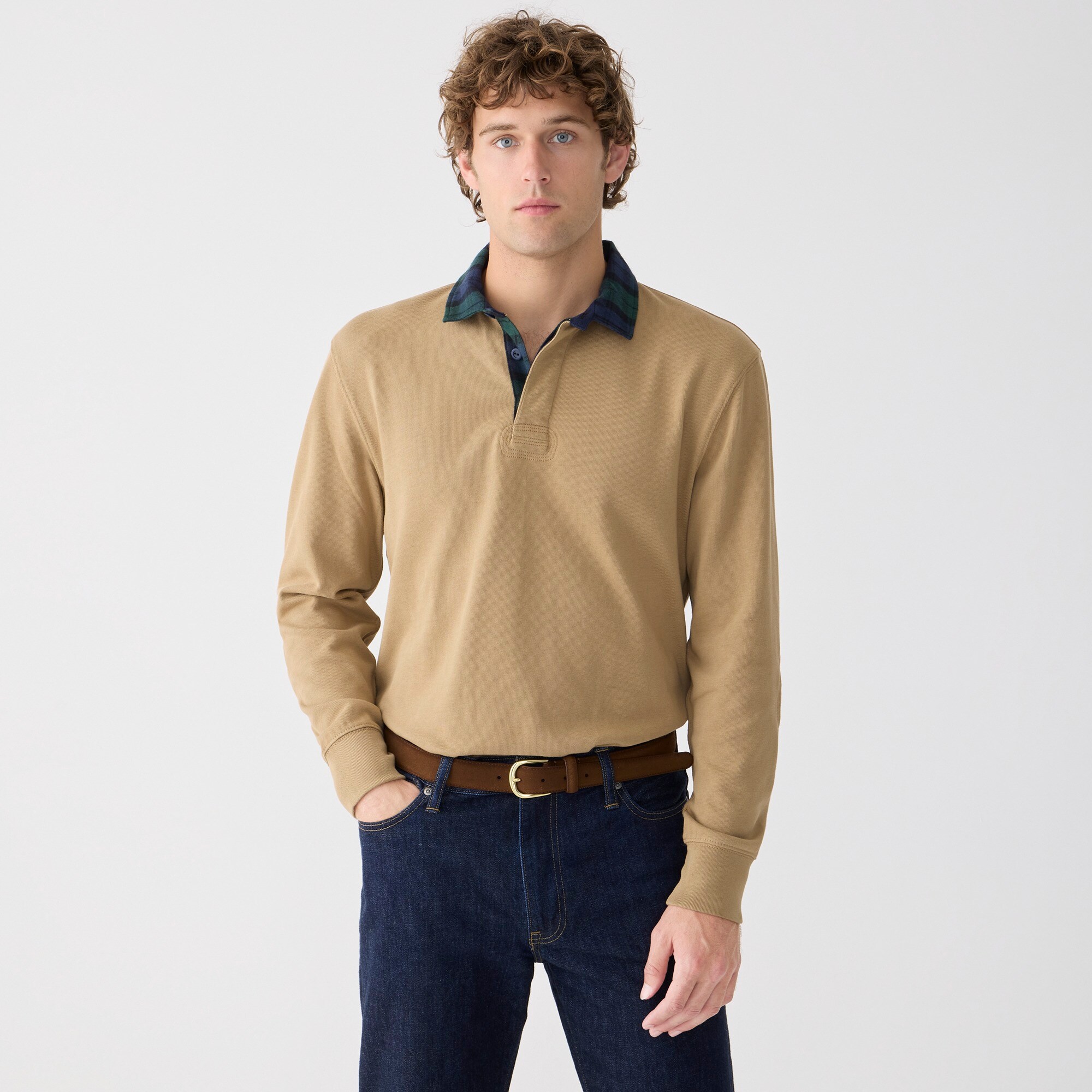 J.Crew Rugby Shirt With Tartan Collar For Men