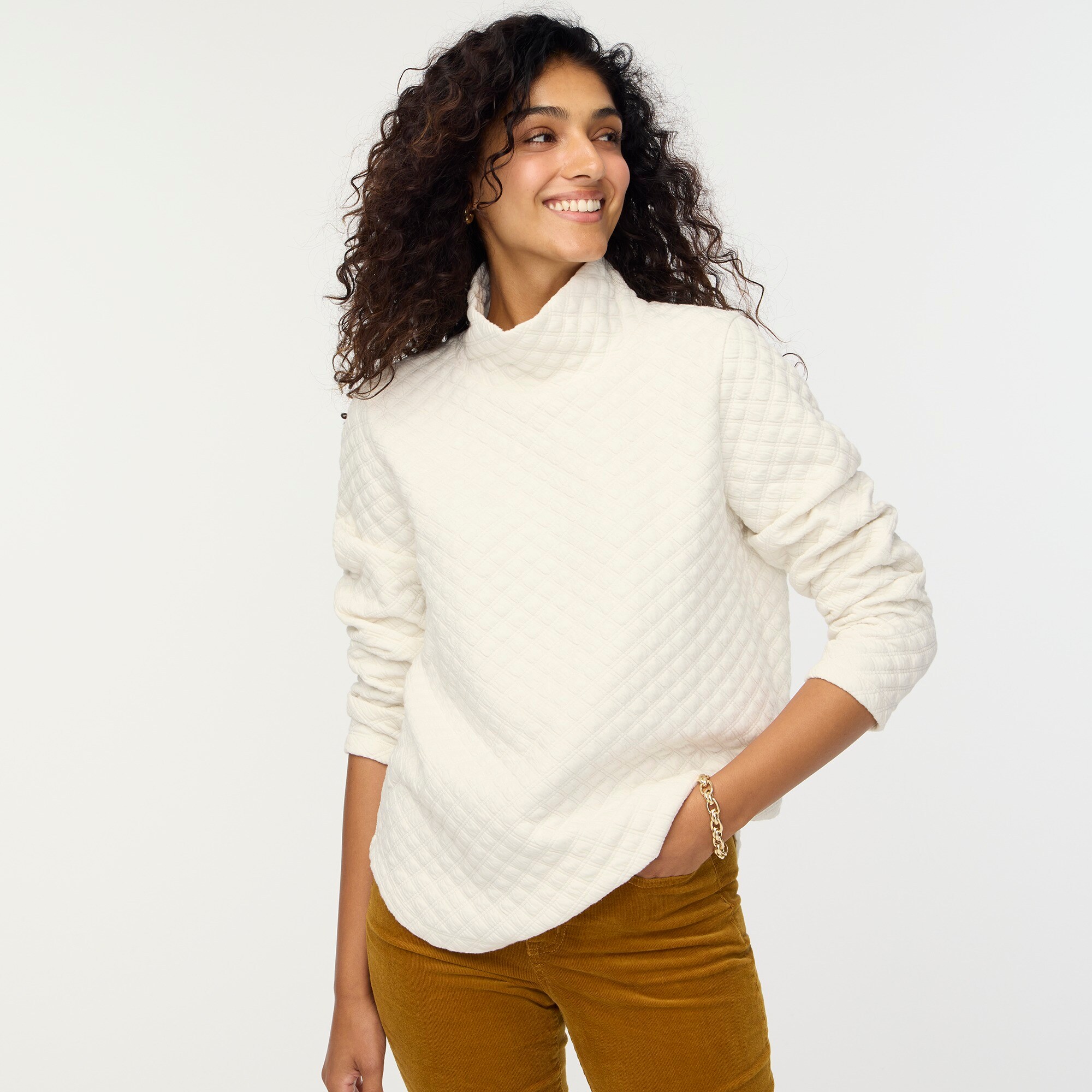 womens Quilted mockneck pullover