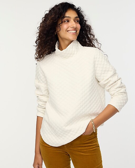womens Quilted mockneck pullover