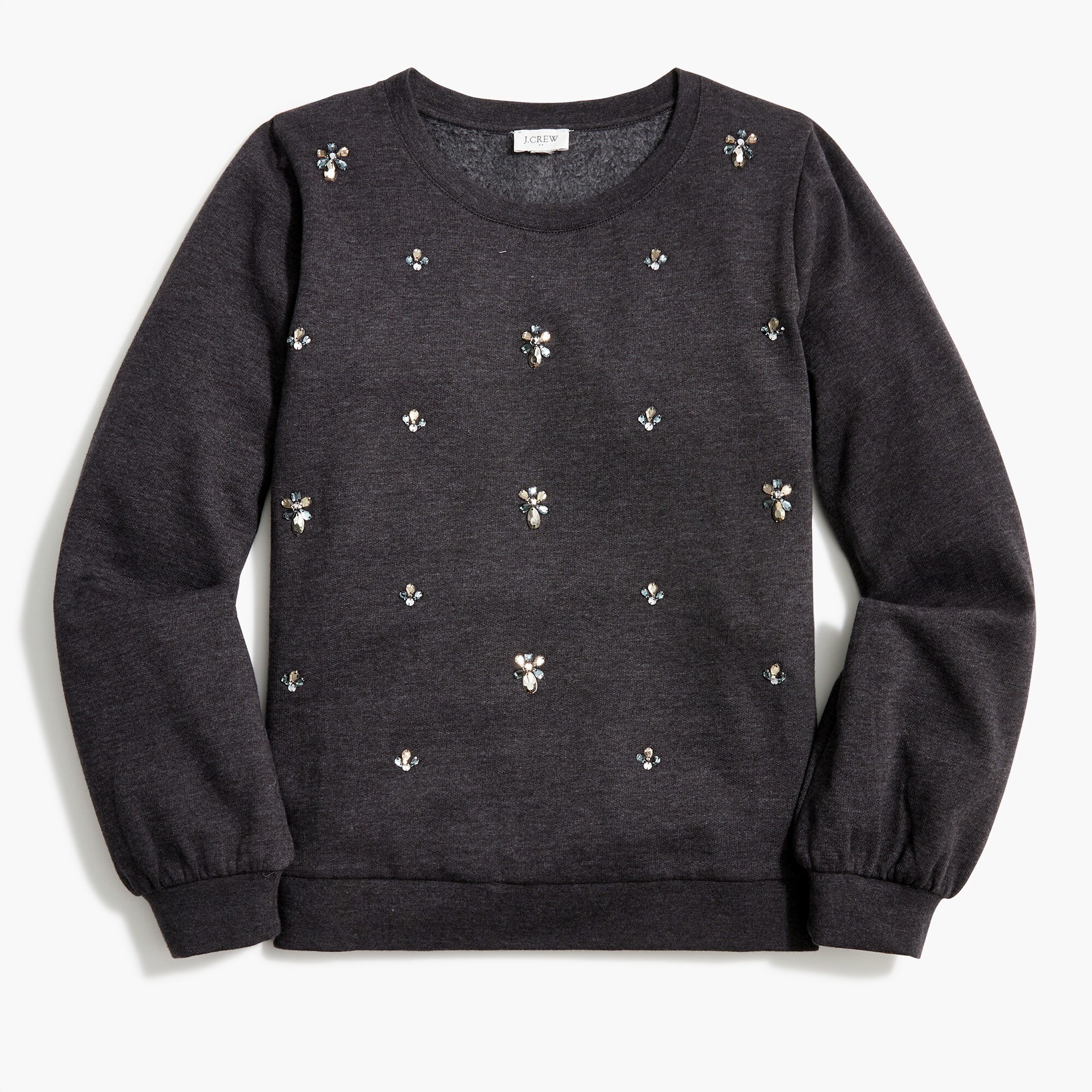 puff-sleeve sweatshirt with embellishments for women