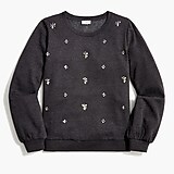 Puff-sleeve sweatshirt with embellishments