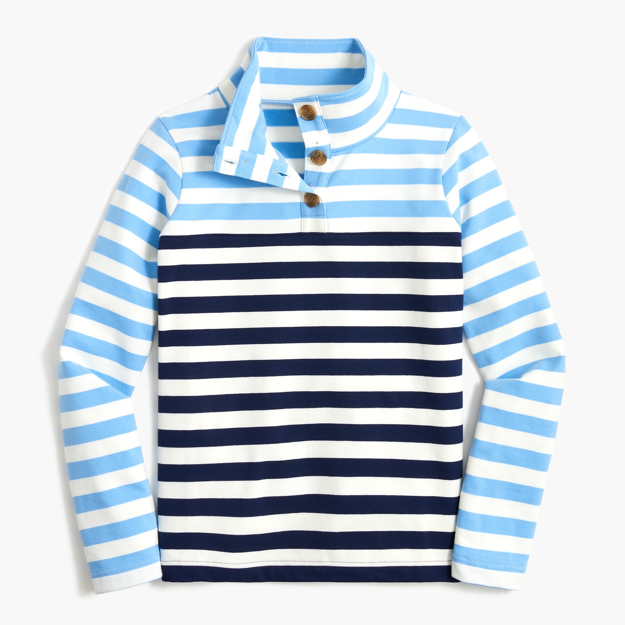 Striped button-front pullover