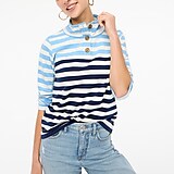 Striped button-front pullover