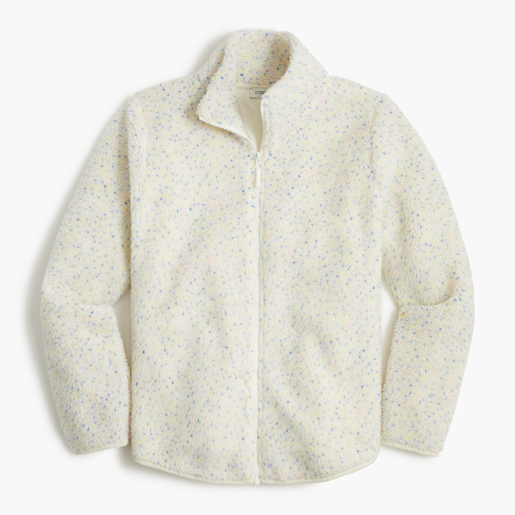 Flecked sherpa full-zip pullover