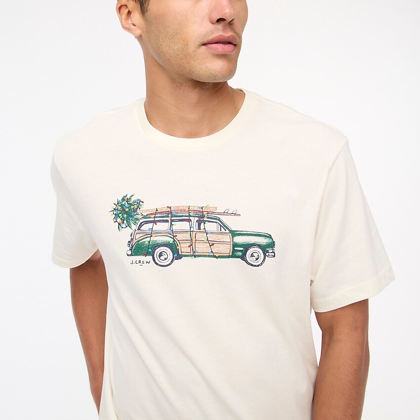 factory: truck and palm tree graphic tee for men, right side, view zoomed