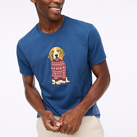 mens Beagle in sweater graphic tee