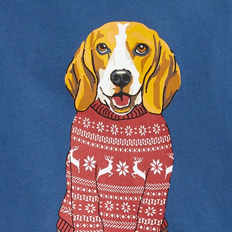 Beagle in sweater graphic tee UNION BLUE factory: beagle in sweater graphic tee for men