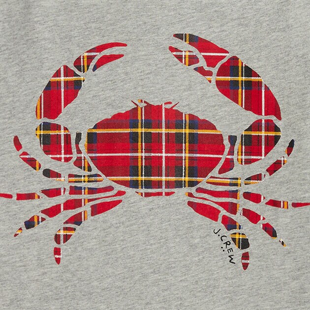 Tartan crab graphic tee HTHR GREY factory: tartan crab graphic tee for men
