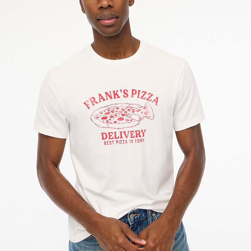 factory: &quot;frank&apos;s pizza&quot; graphic tee for men, right side, view zoomed