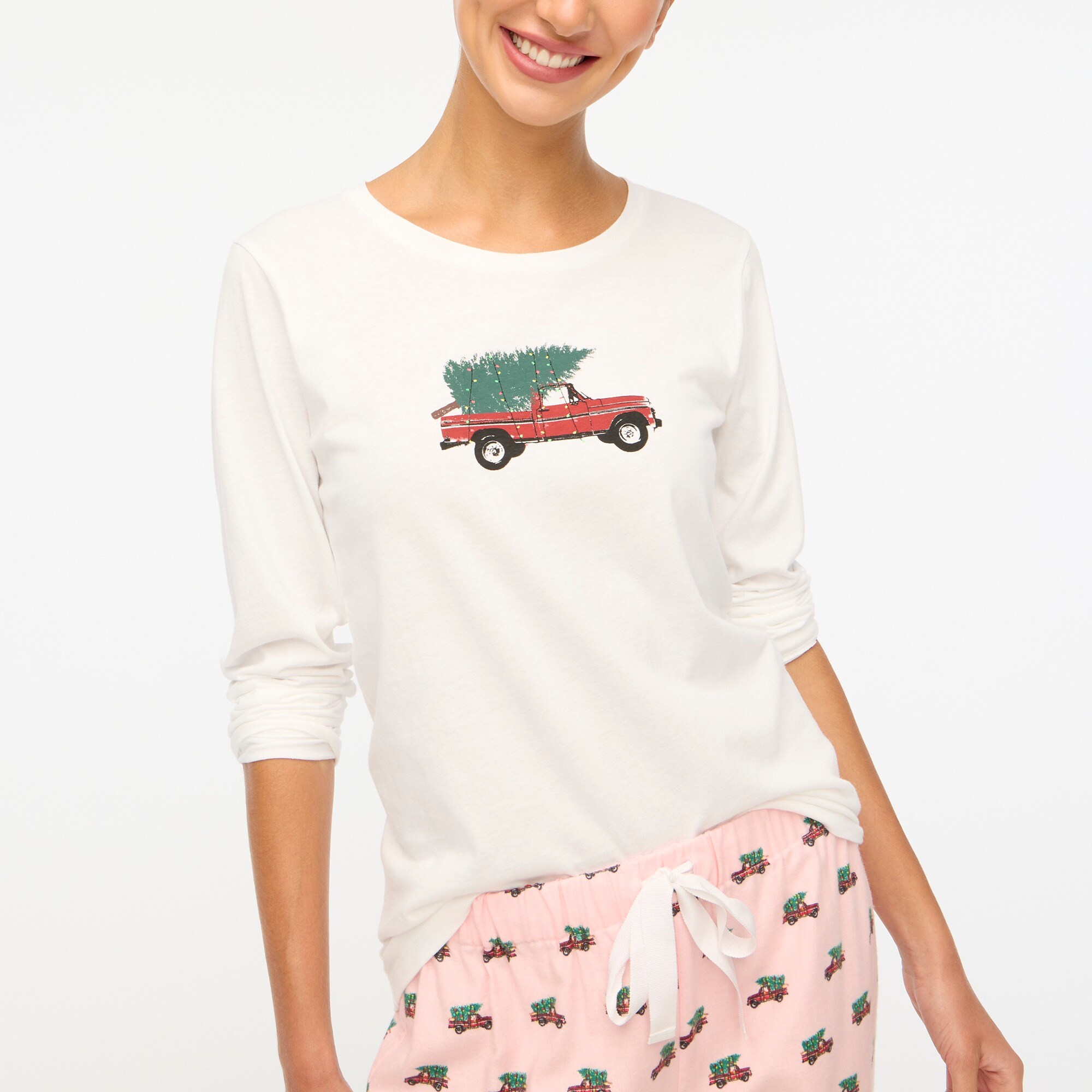 Long-sleeve holiday truck graphic tee