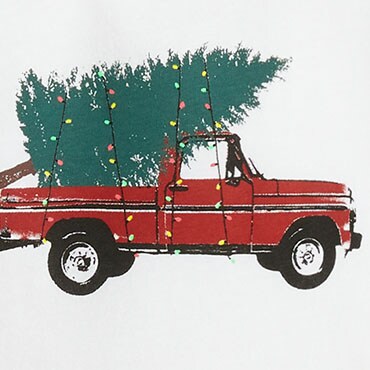 Long-sleeve holiday truck graphic tee CHRISTMAS TREE TRUCK 
