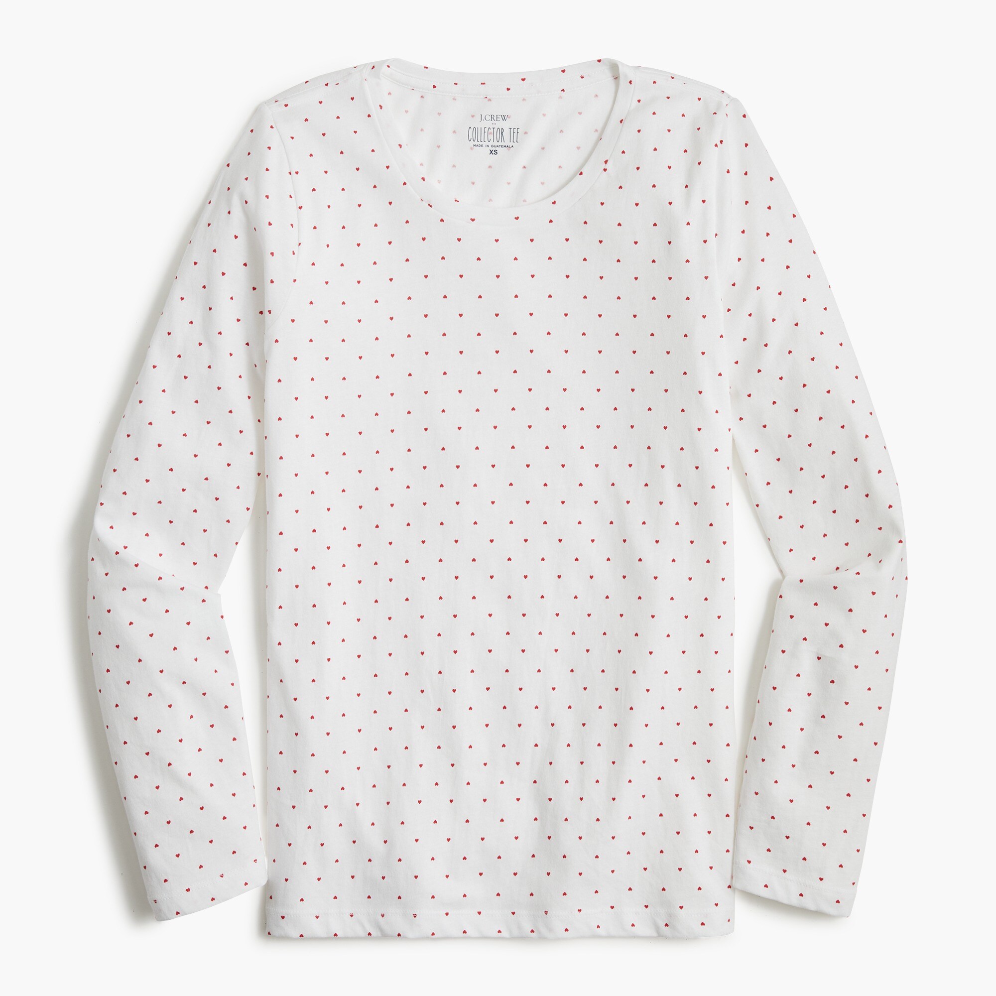 long-sleeve heart graphic tee for women