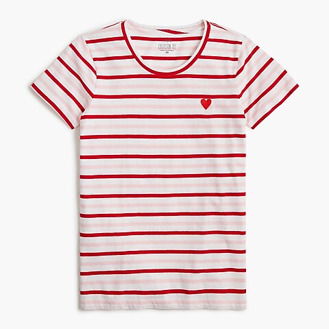 womens Striped heart graphic tee