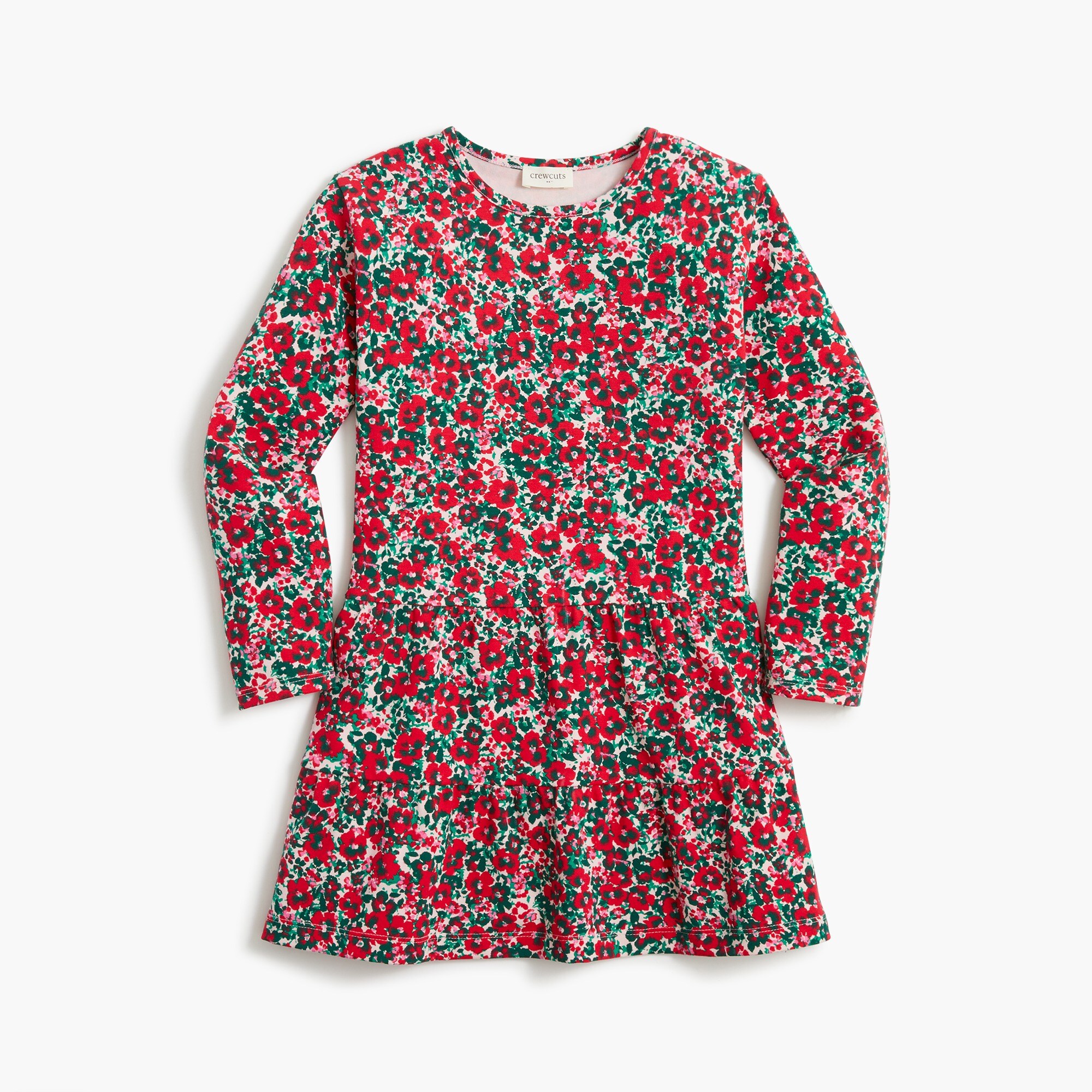 Girls' cotton-blend tiered sweatshirt-dress