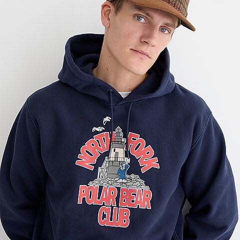 mens Heritage 14 oz. fleece North Fork Polar Bear Club graphic hoodie